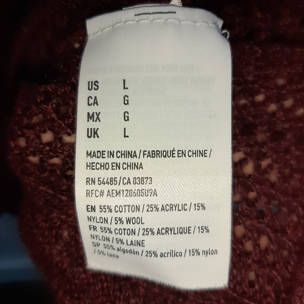 American Eagle Burgundy Long Sleeve Sweater - Picture 4 of 4